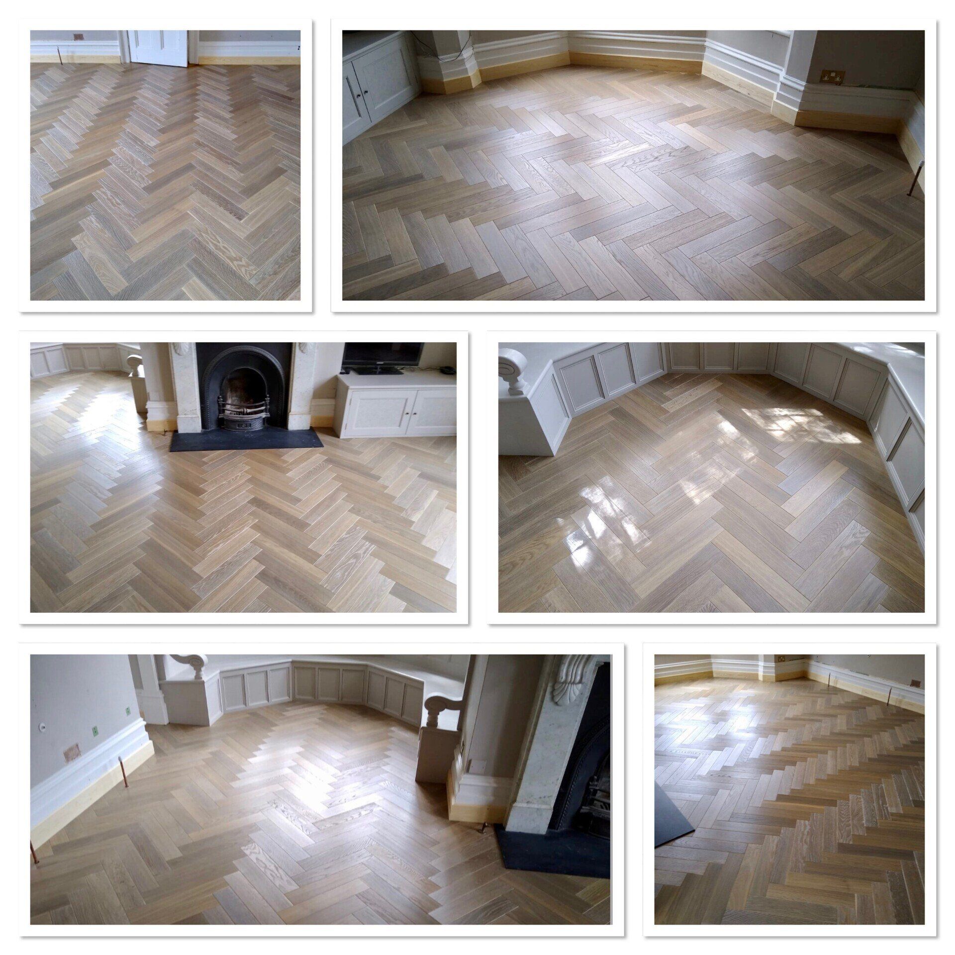 Oak parquet herringbone floor
