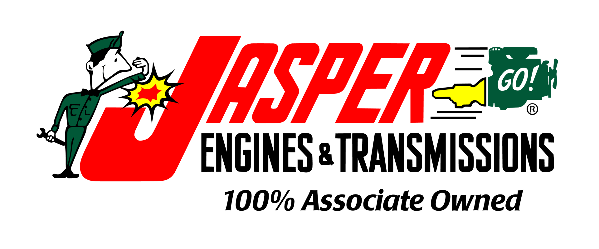 The logo for jasper engines and transmissions 100 % associate owned