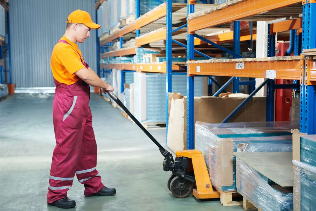 Worker using Forklift