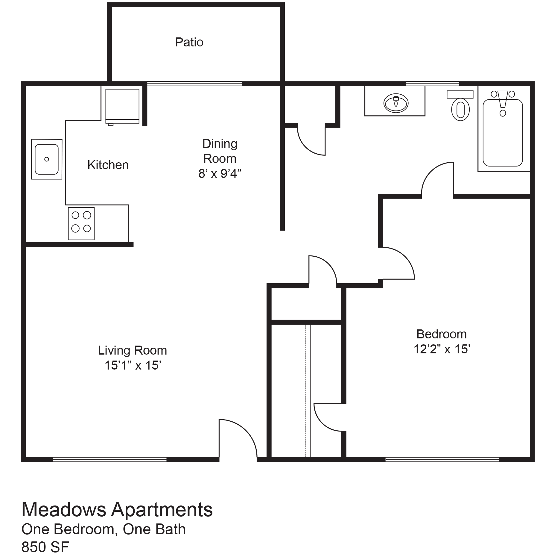 1 Bedroom 1 Bathroom Floor Plan