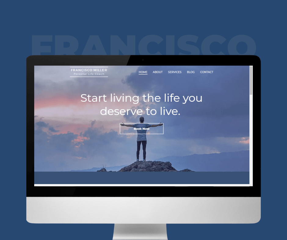 A computer monitor is displaying a website that says `` start living the life you deserve to live ''.