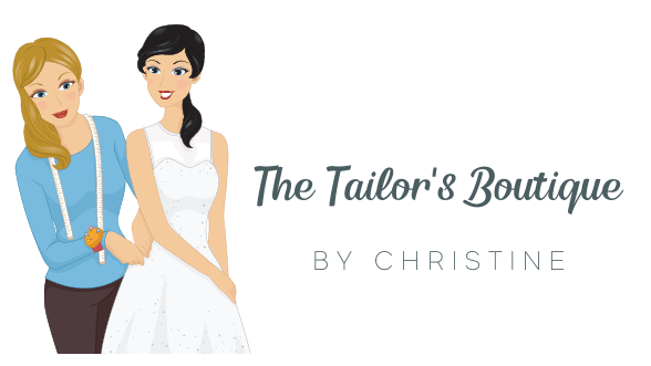 The Tailor’s Boutique logo with two women in blue and white dresses and the text “by Christine”