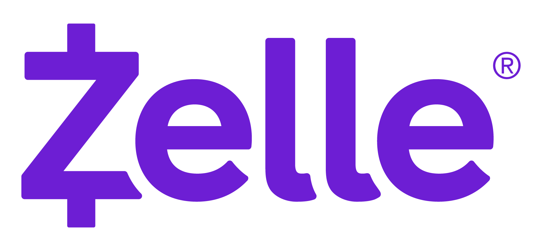 Zelle logo in purple text with a registered trademark symbol