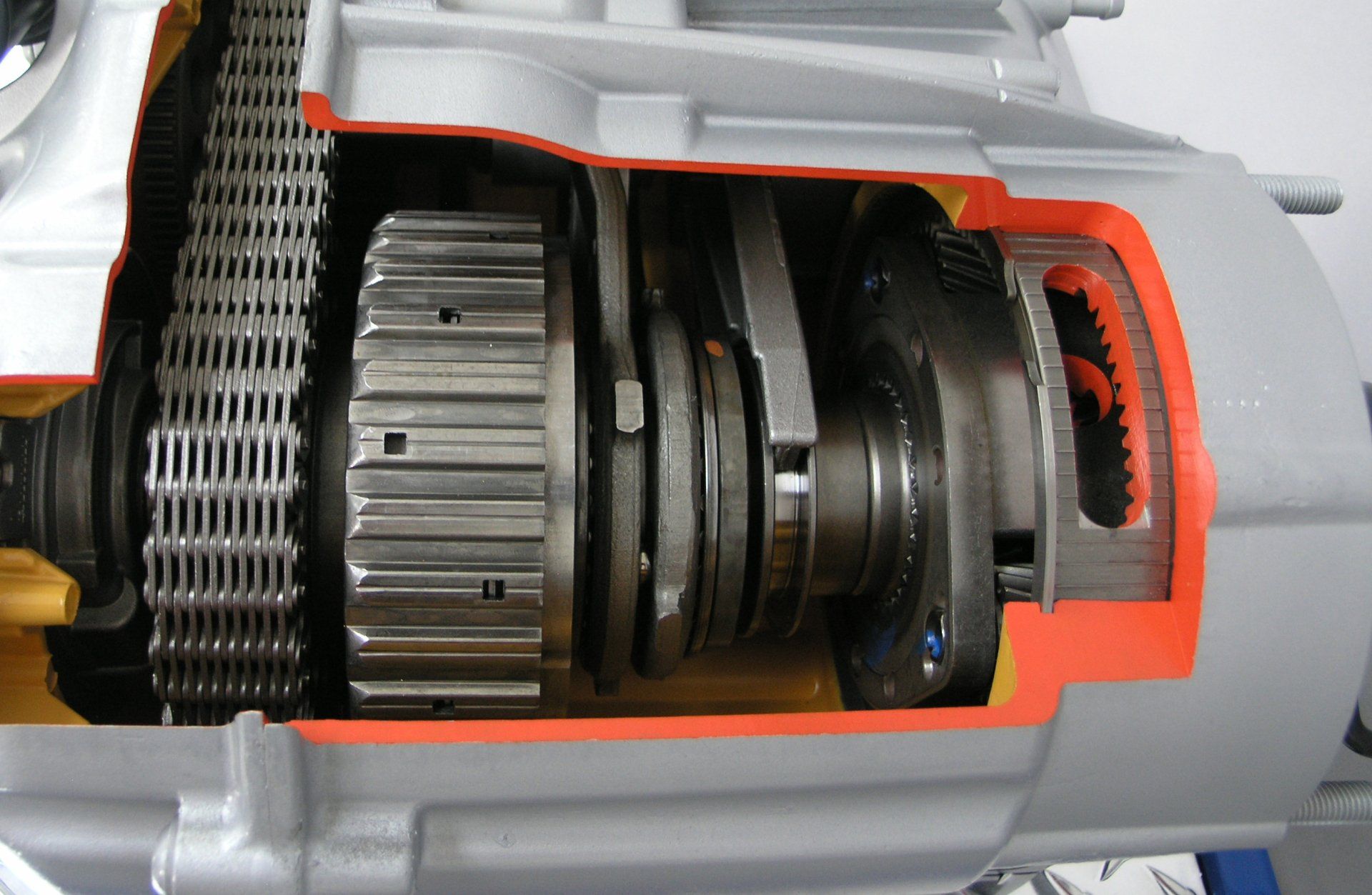 A close up of the inside of a gearbox