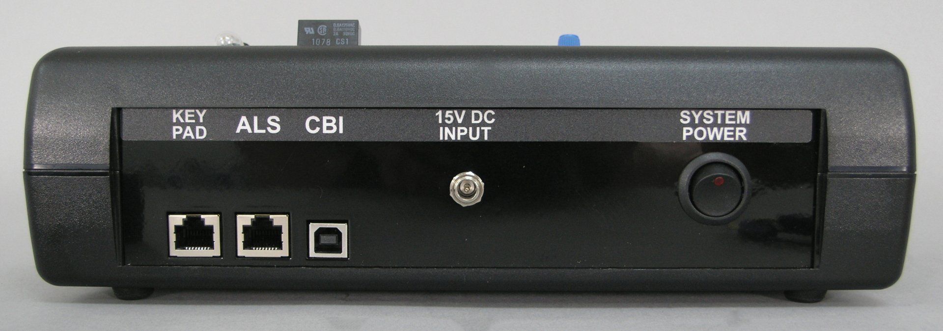 The back of a device with the word power on it