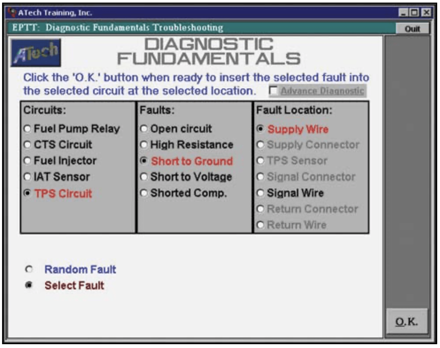 A computer screen that says diagnostic fundamentals on it