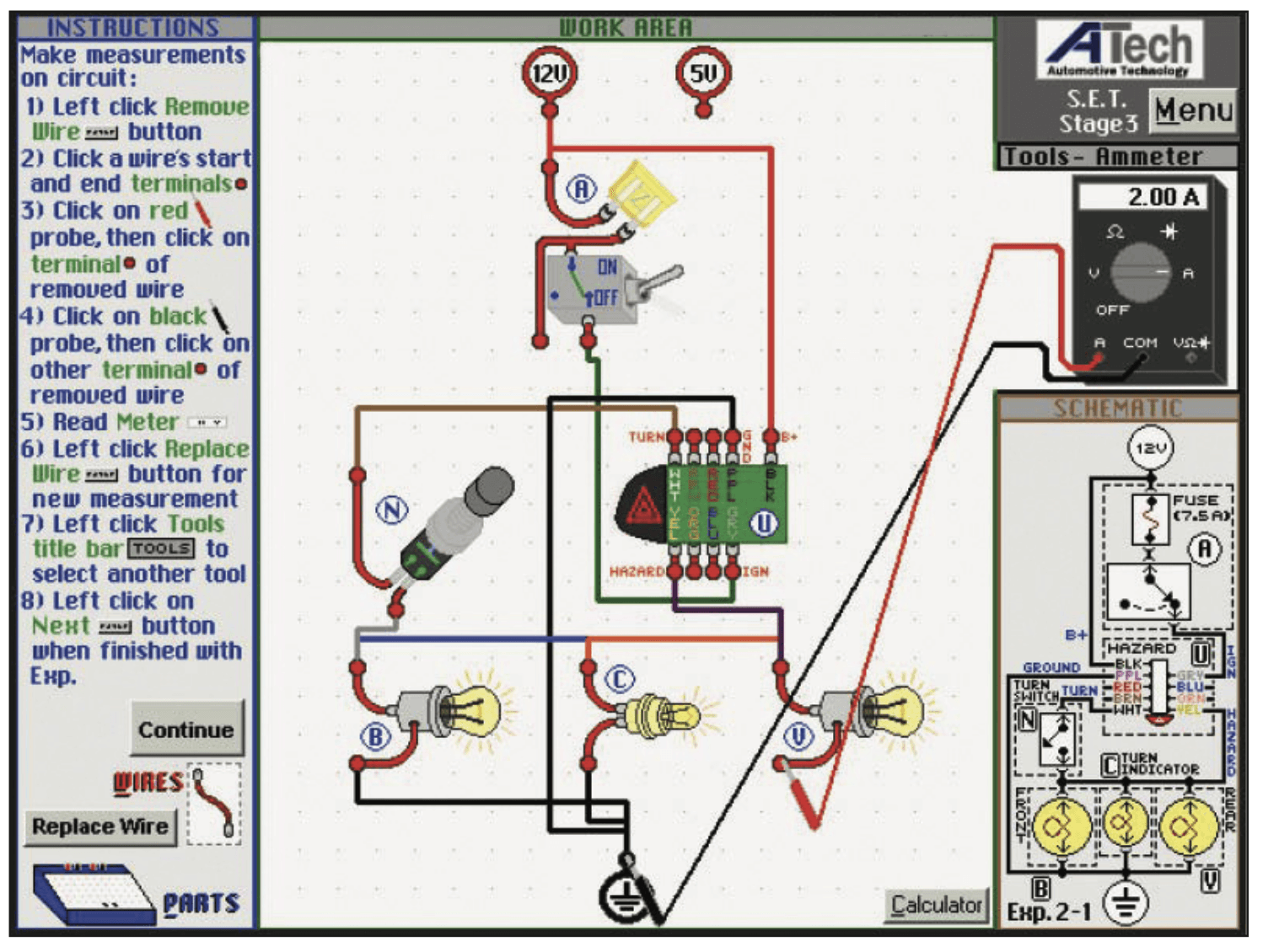A computer screen shows a diagram of a circuit with the word atech at the top