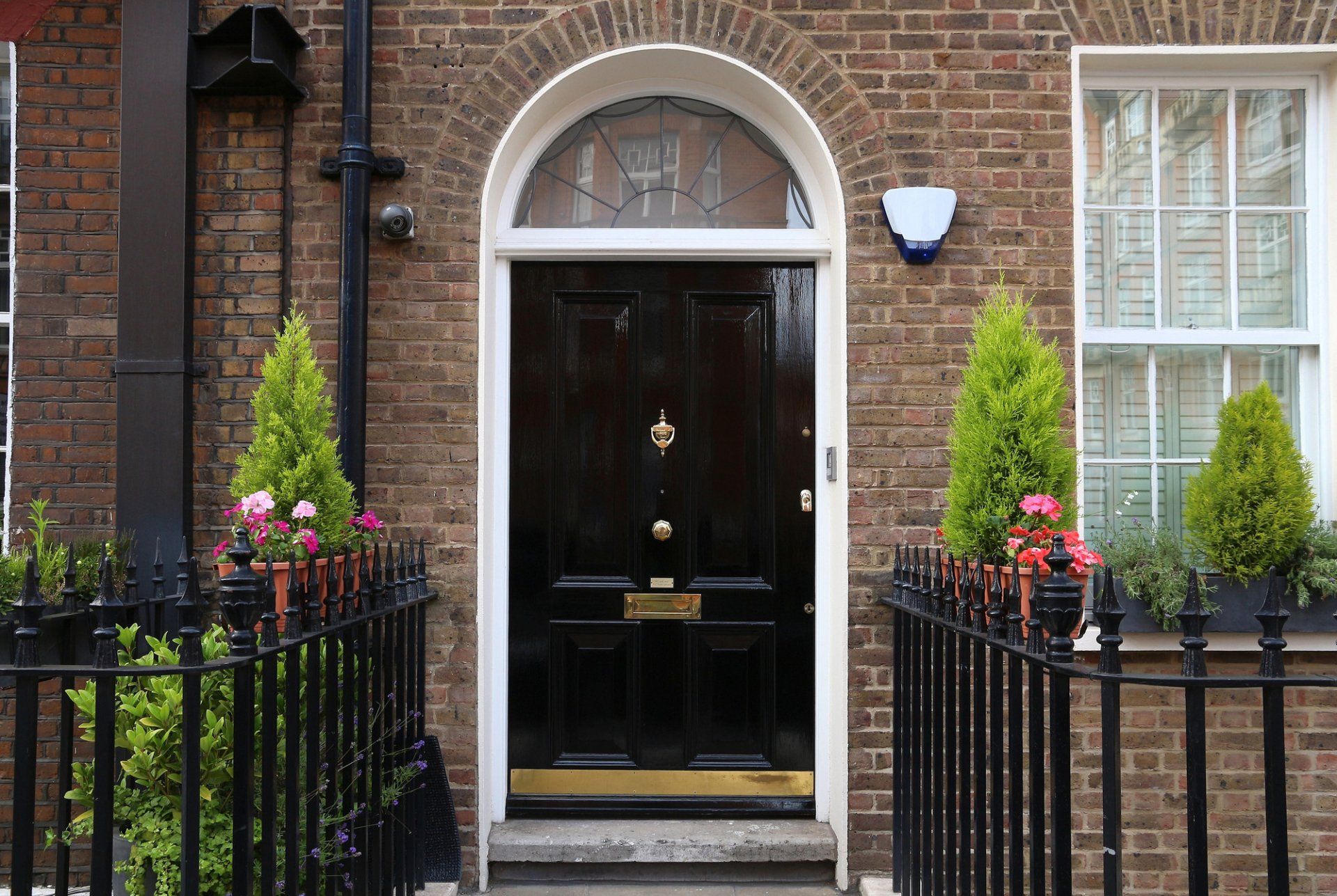 Exterior view of a wooden door entrance