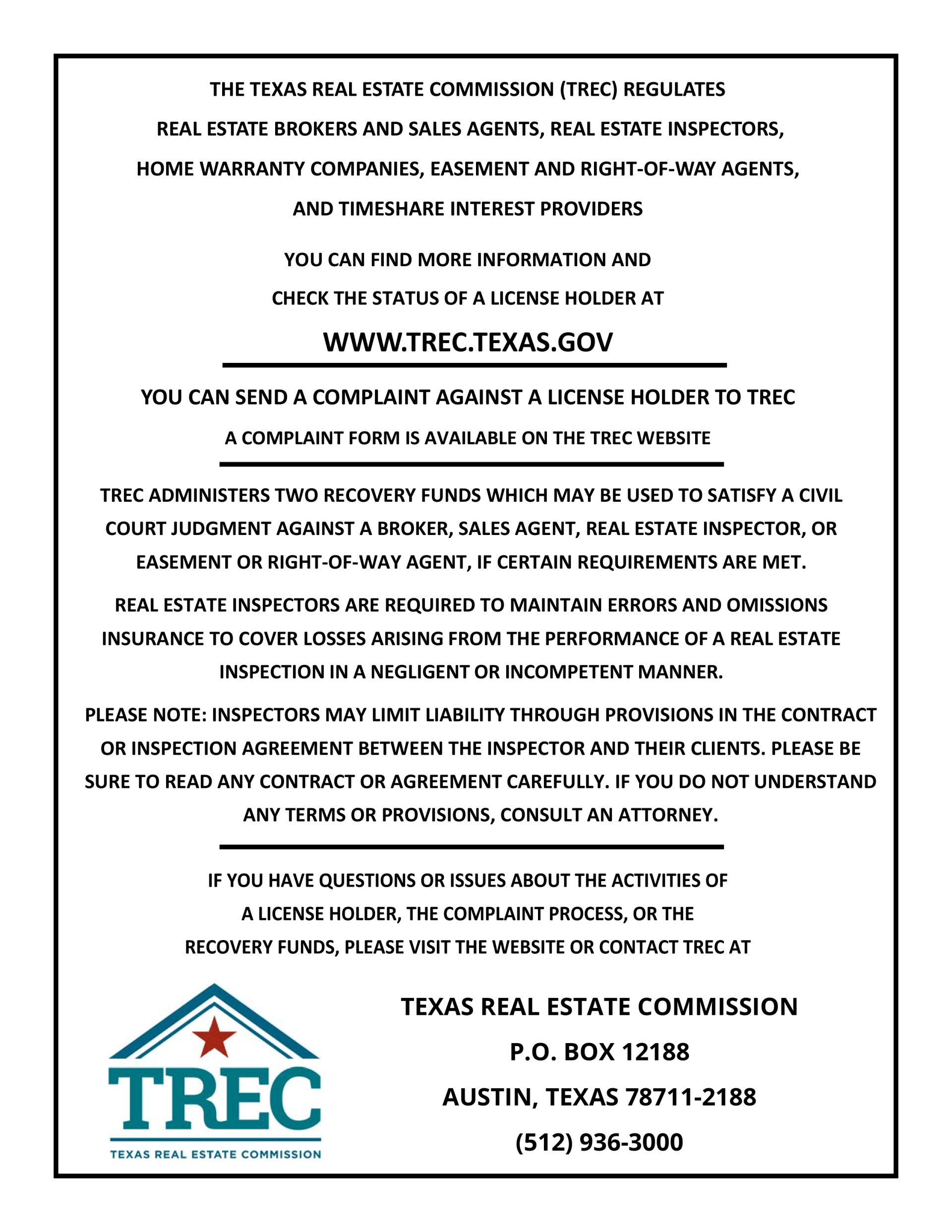 It is a texas real estate commission advertisement.