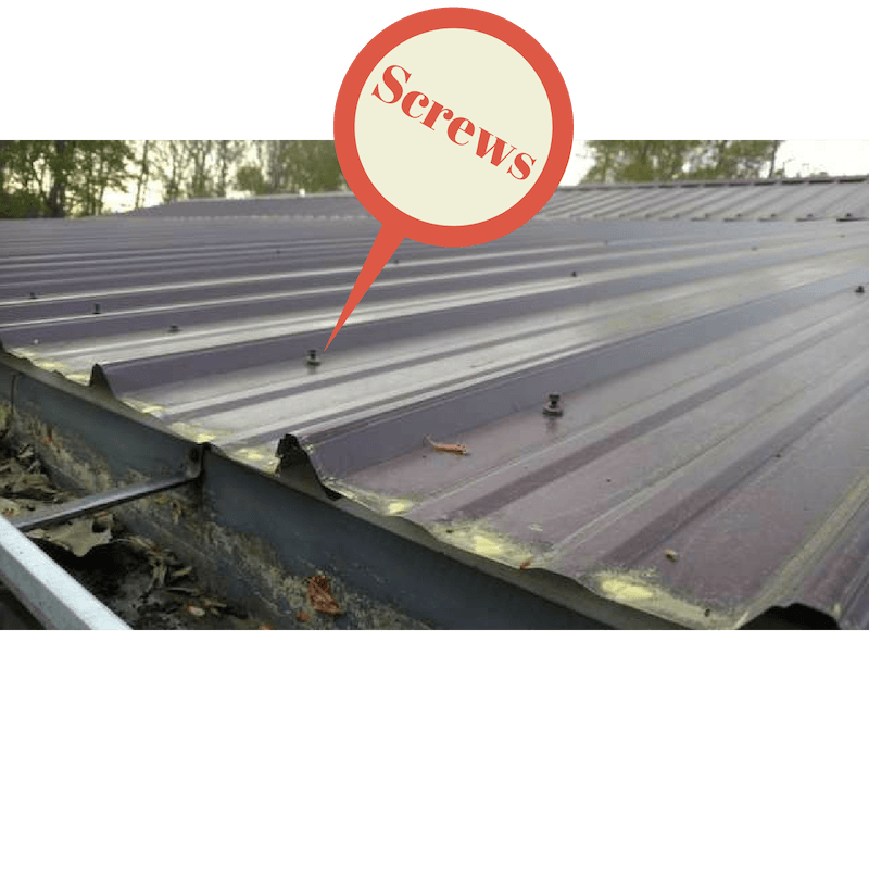 Picture of Screws Backing Out of an Exposed Fastener Metal Roofing System by Austin Roofing and Construction