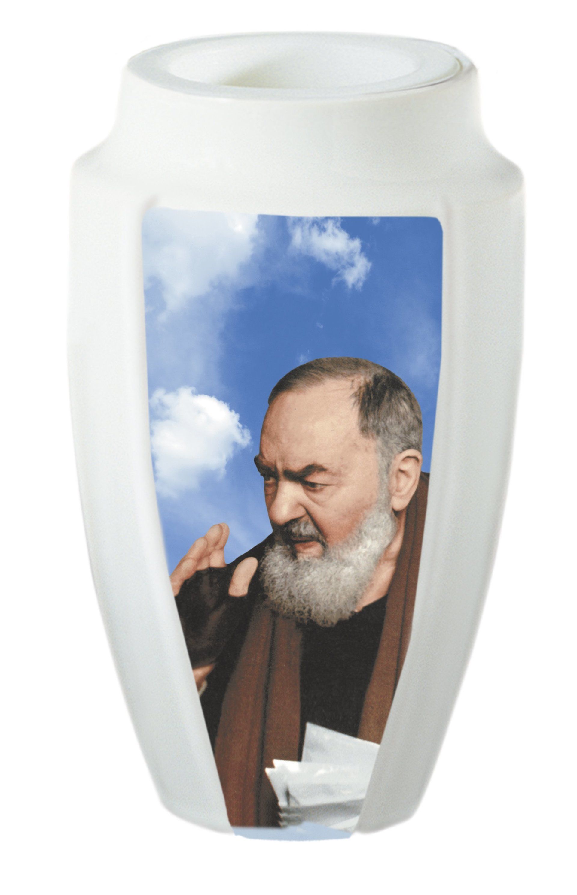 vaso con stampa di padre pio