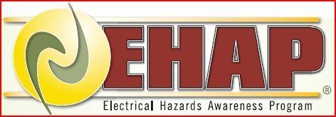 EHAP logo, a yellow and green swirl in a circle next to EHAP in red block letters, with text