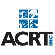 ACRT Inc. logo with a blue square icon containing illustrations of power lines, storm clouds, a tree, and a checklist.