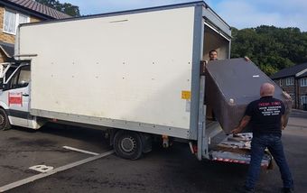 book shelves being transported