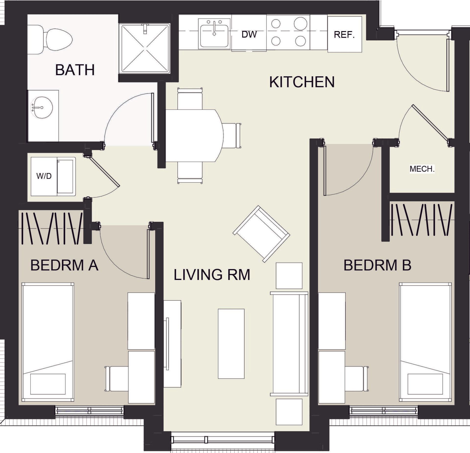 2 bed 1 bath