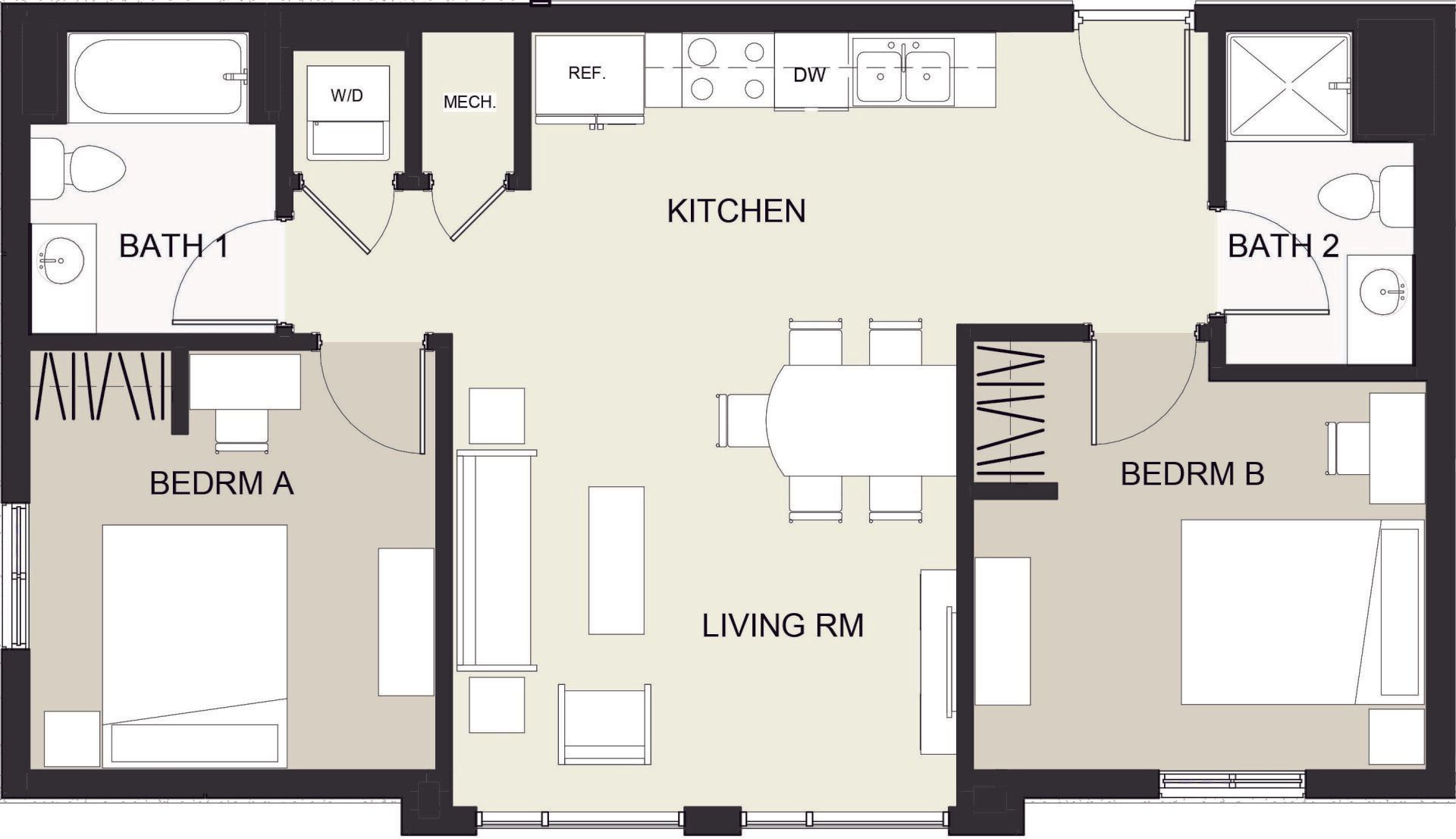 2 bed 2 bath