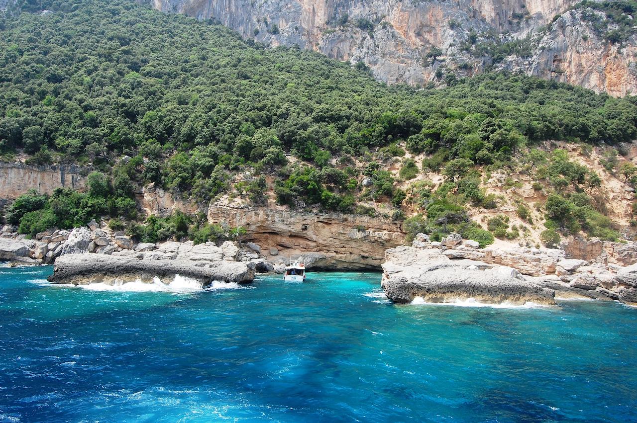 small cove with rocks and trees