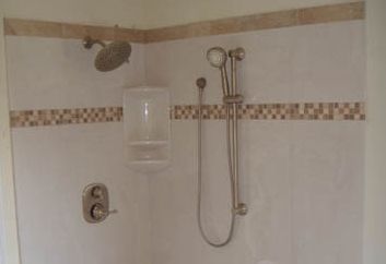 inside of a shower with shower heads