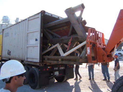 Putting the metal framing inside the truck - Crating in Tampa, FL