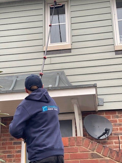 window cleaner working