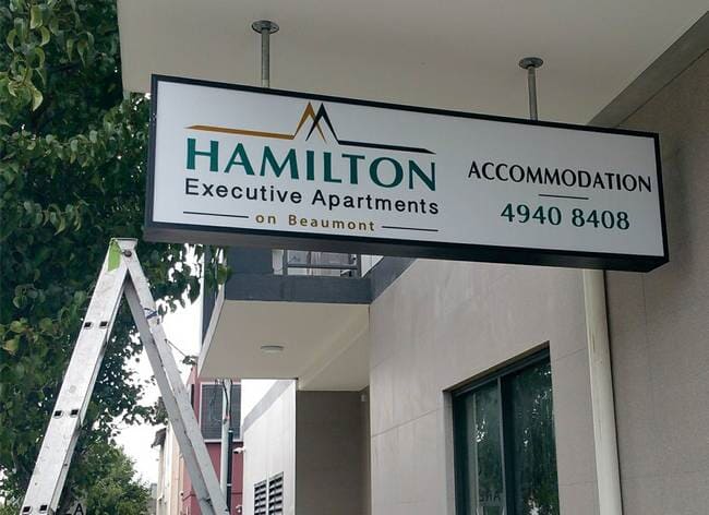 Double Sided Under Awning — 3d Signage, LED Signage, Business Signs, Signage in Newcastle, NSW Double Sided Under Awning — 3d Signage, LED Signage, Business Signs, Signage in Newcastle, NSW