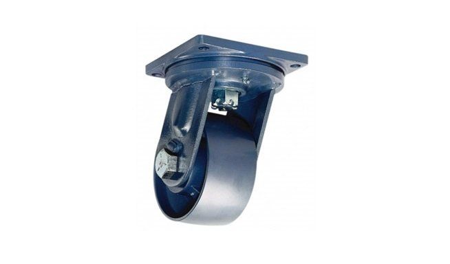 Un primer plano de una rueda giratoria azul sobre un fondo blanco.