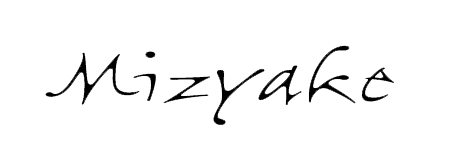 The word mizyake is written in black on a white background.