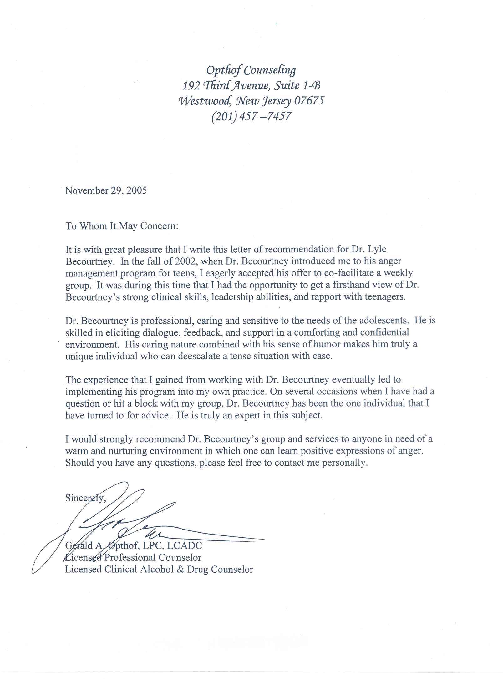 Letter of Recommendation