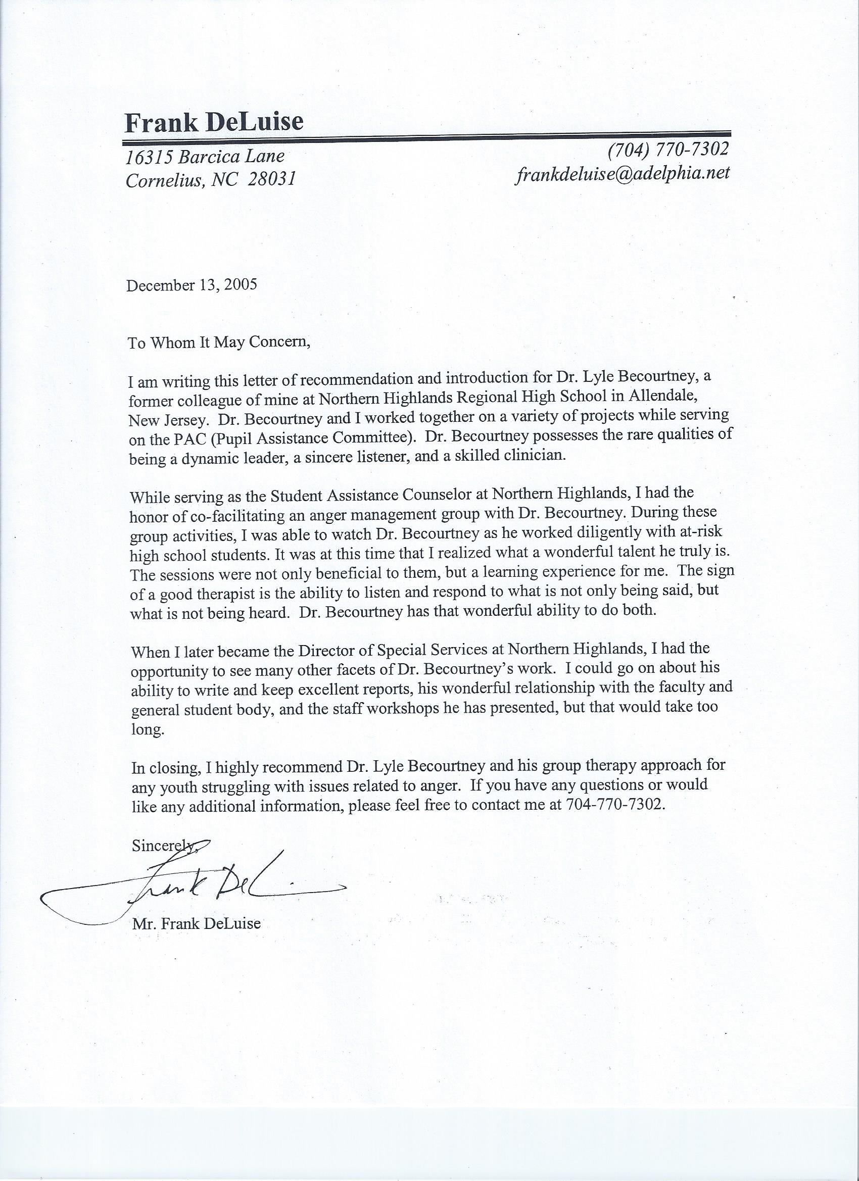 Letter of Recommendation