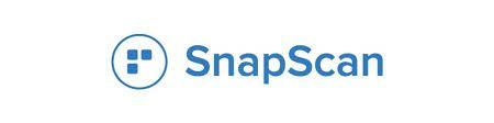 A blue logo for snapscan on a white background.
