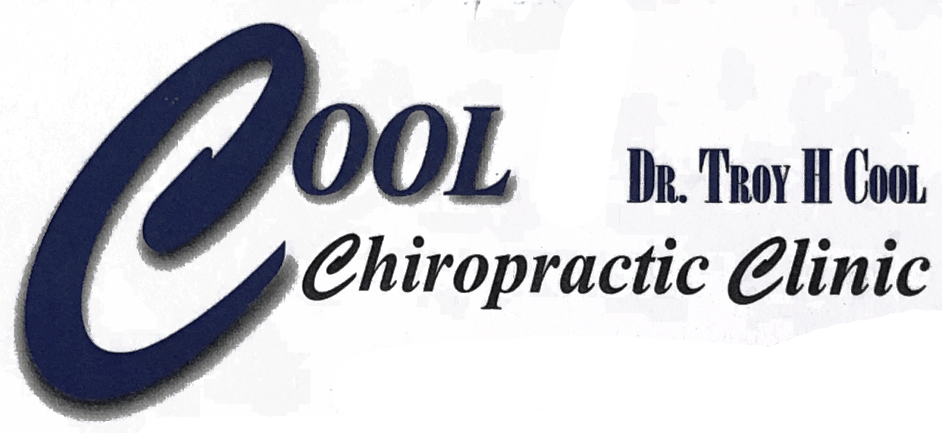 Logo for Cool Chiropractic Clinic featuring the name with Dr. Troy H Cool in blue text on a white background.