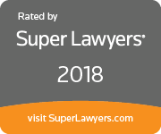 Super Lawyers rating badge, gray and orange, 