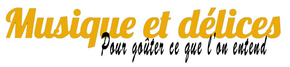 A yellow and black logo for musique et delices