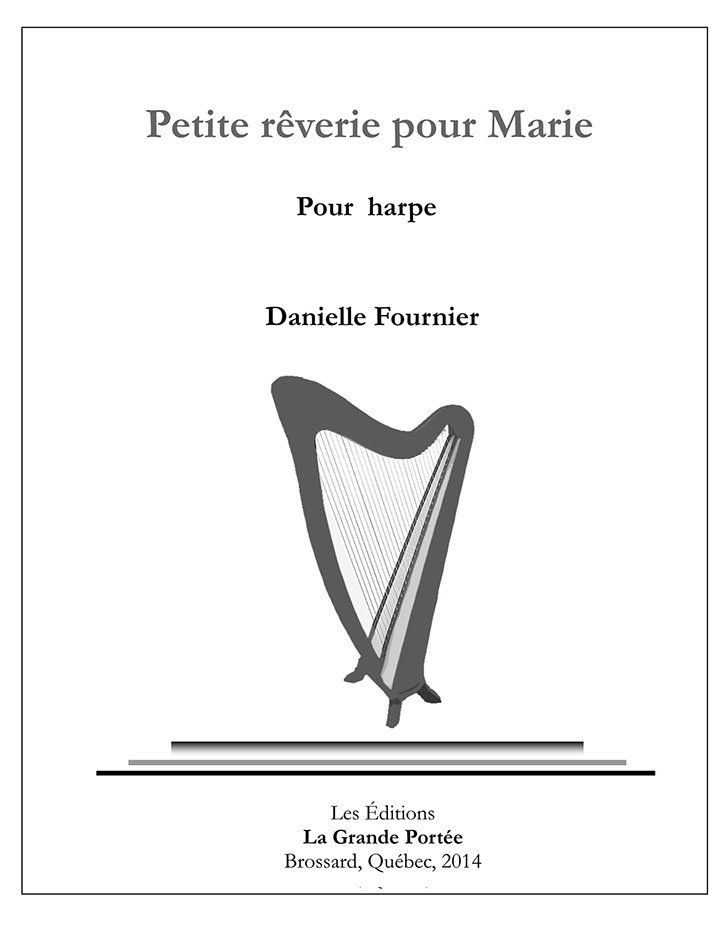 Une image en noir et blanc d'une harpe sur la couverture d'un livre.