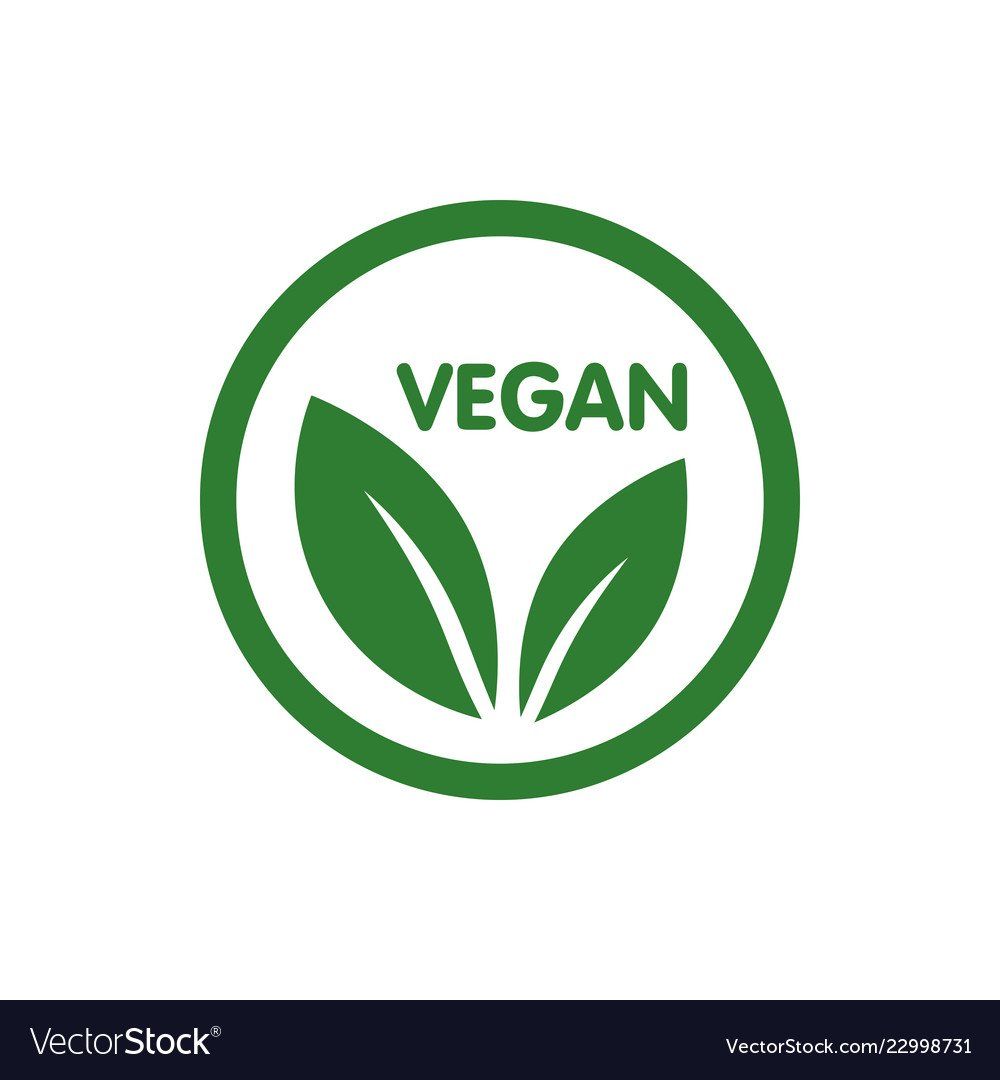 Un logo végétalien avec deux feuilles vertes en cercle.