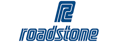 Roadstone logo: Blue abstract shape over blue text.
