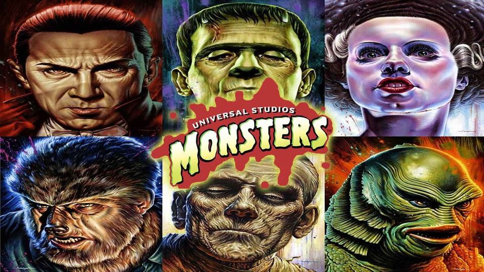 Dracula, Frankenstein, Bride of Frankenstein, Wolfman, Mummy, Creature from the black lagoon