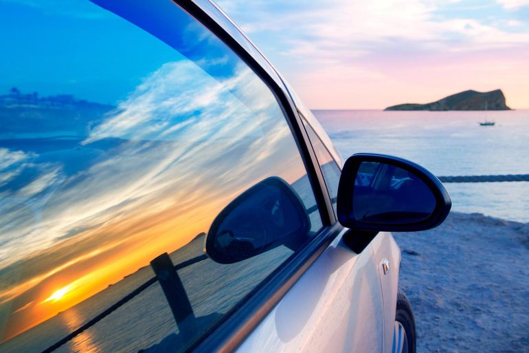 a car on the beach