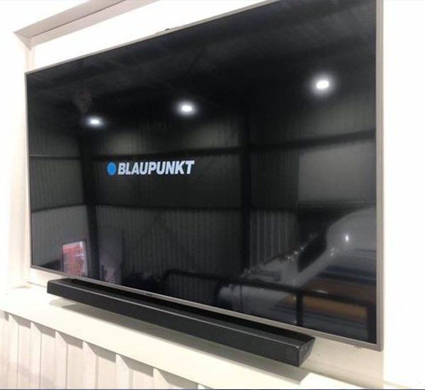 TV Mounted to Black Wall TV Mounted to Black Wall