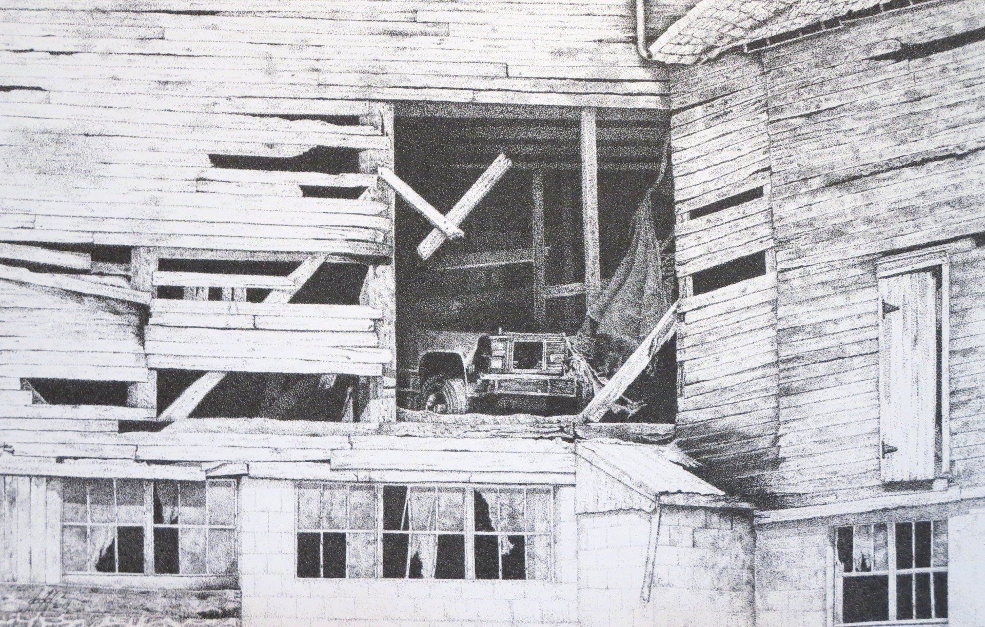 Old Barn With Car