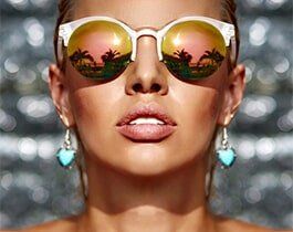 Advanced Lenses — Closeup of a Girl Wearing a Rounded Sunglasses in San Rafael, CA Advanced Lenses — Closeup of a Girl Wearing a Rounded Sunglasses in San Rafael, CA