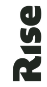 The word rise is written in black on a white background.