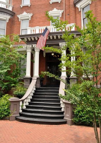 old house with American flag