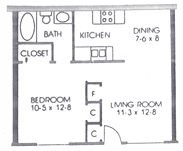 1 Bedroom 535 Square Feet
