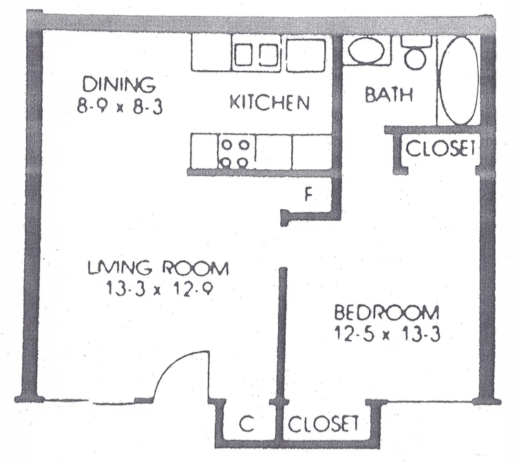 1 Bedroom 535 Square Feet