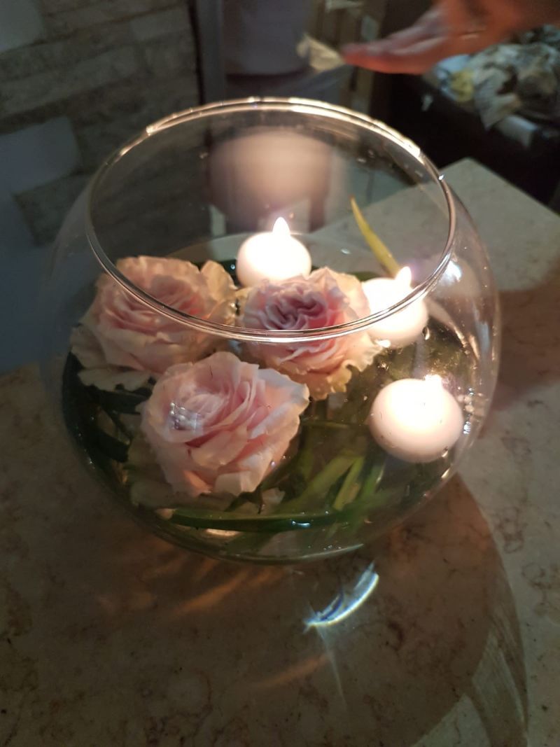 Boule in vetro con fiori