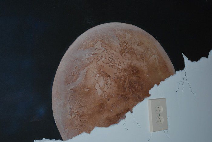 space mural, bedroom mural, planets, break away design