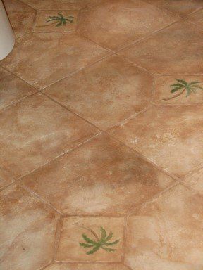concrete overlay, bathroom floor overlay, palm tree
