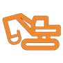 Orange outline of a construction excavator.