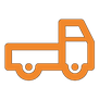Orange outline of a pickup truck.
